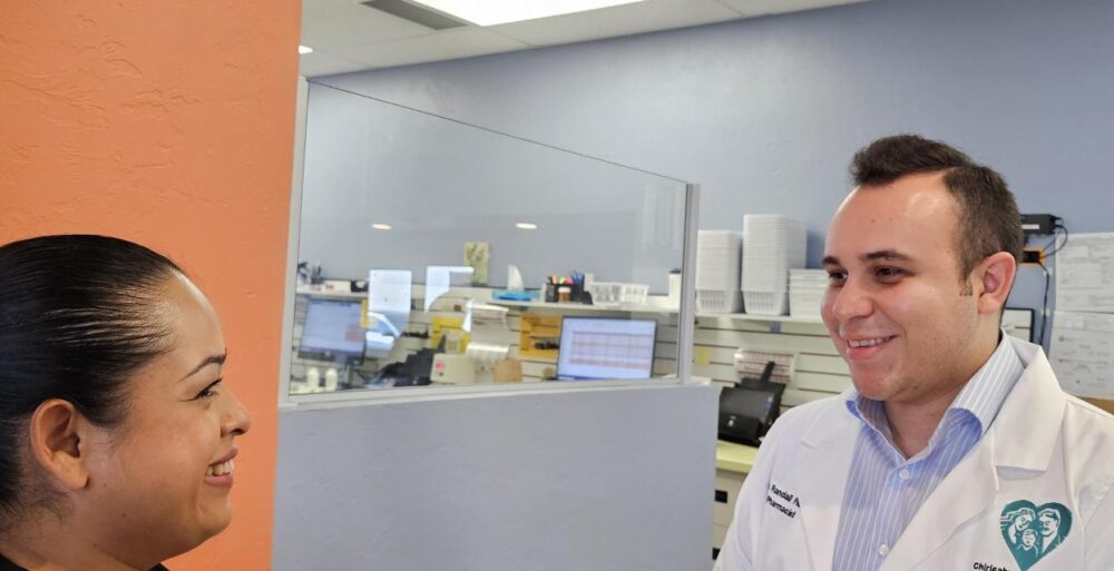 pharmacist talking to a patient