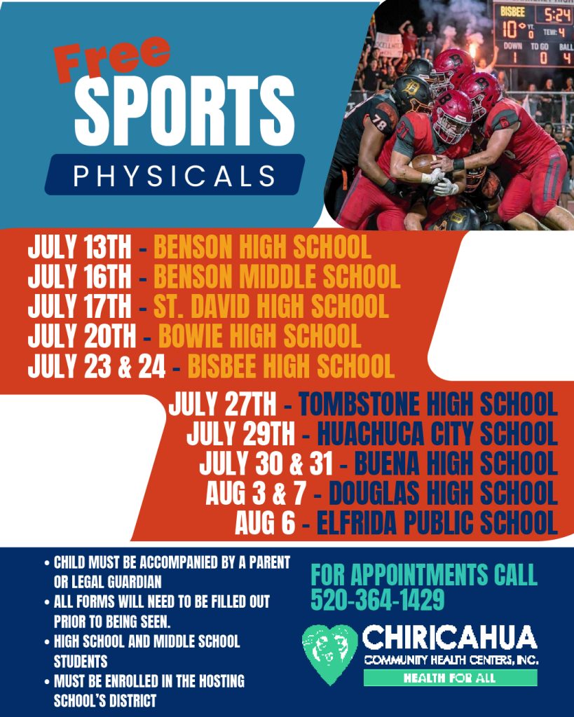 Chiricahua sports physicals flyer spanish