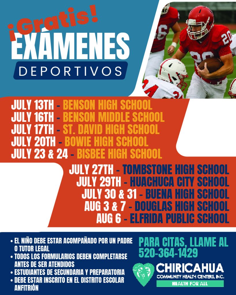 Chiricahua sports physicals flyer