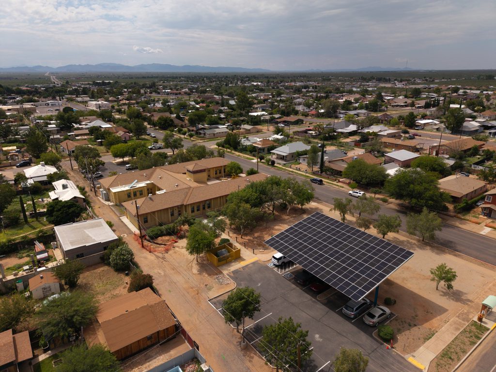 Drone shot of PCE Solar Grid